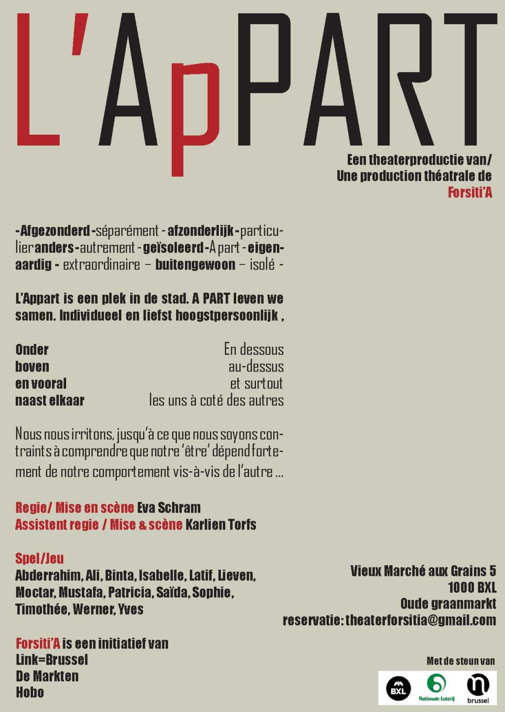 De voorstellingen komen dichterbij… réservez vos places dès&nbsp;maintenant!